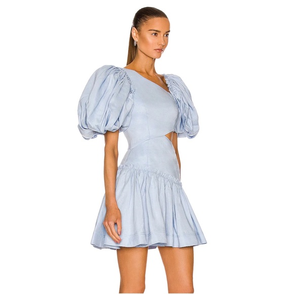 Aje Chateau Cut Out Mini Dress in Sky Blue - Picture 2 of 13